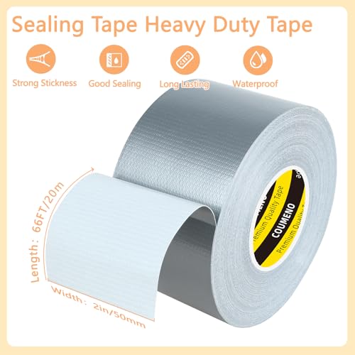 Image of Heavy Duty Single Side Duct Tape,2in x 66FT,Strong Adhesive High Strength,Versatile Mesh Adhesive Tape for Easy Sealing, Repairing and Bonding Indoors and Outdoors,Silver