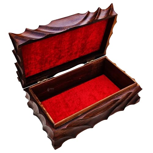 Image of Wooden Box| Jewellery Box| Decorative Case| Kit| Vanity| Organiser For Women, Necklaces, cash, gold (10X6 Inches, Power Crowning)