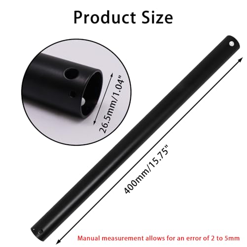Image of 16 Inch Ceiling Fan Extension Rod, 1 Inch Outside Diameter Not Threaded Ceiling Fan Downrod for a Wide Range of Fans (Black)