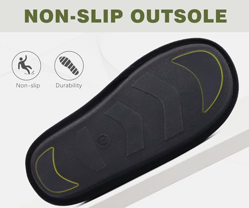Image of KuaiLu Mens House Memory Foam Slippers with Comfortable Warm Plush Lining | Casual Slip On Lightweight Bedroom Pantuflas，Cushion Orthopedic Arch Support Walking Outdoor Garden Footwear US7-15