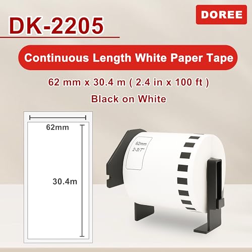 Étiquettes DK-22205 continues 62mm pour stopper le gaspillage de papier sur Brother QL - 5