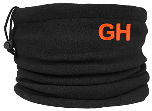 TeddyTs Personalised Initials Black Fleece Sports Snood with Adjustable Toggle (Orange Embroidery)