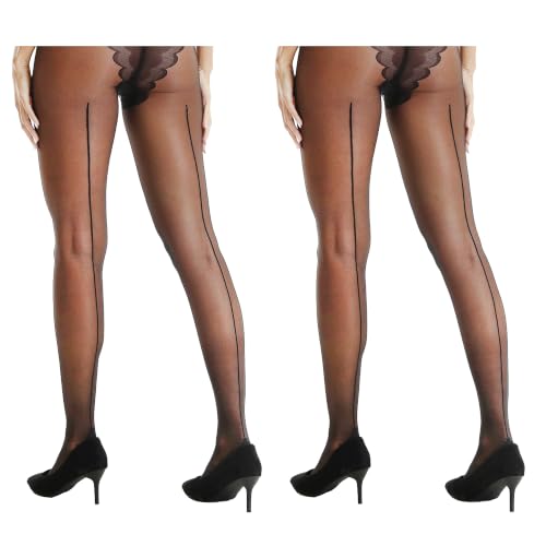 Image of Back Seam Pantyhose for Women High Waist Sheer Seamed Tights Sexy Stockings