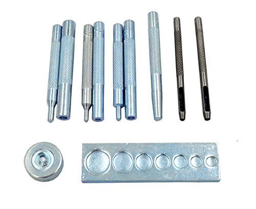 CrazyEve Leathercraft 11pcs DIY Craft Tool Die Punch Snap Rivet Setter Fasteners Press Studs Button