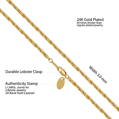 LIFETIME JEWELRY Twister Weave Chain Necklace for Women & Men 24k Real Gold Plated (2mm & 3mm)4