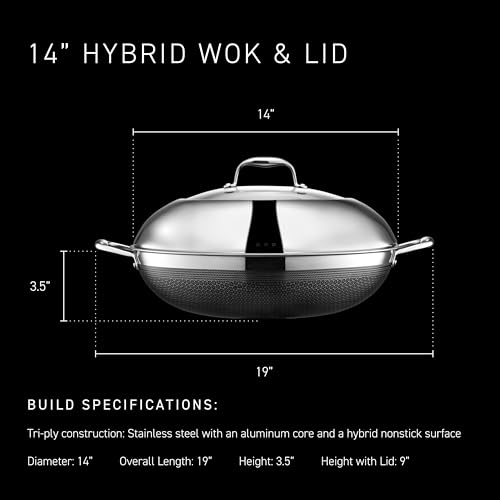 image for HexClad Hybrid Nonstick 14-Inch Wok with Stainless Steel Lid, Stay-Coo