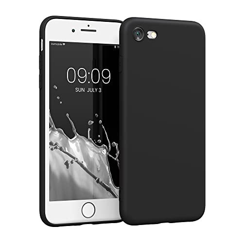 kwmobile Handyhülle kompatibel mit Apple iPhone SE (2022) / iPhone SE (2020) / iPhone 8 / iPhone 7 Hülle - Handy Case aus weichem Silikon in Schwarz matt