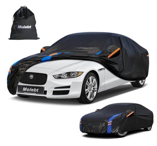 Image of Custom Fit Car Cover for Jaguar XE (2015-2026), Upgraded Waterproof All Weather Outdoor Auto Cover with Driver Door Zipper & Mirror Pockets, UV /Snow /Dust Protection
