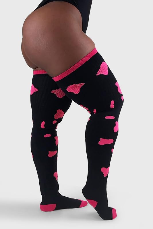 Image of Thunda Thighs Plus Size Thigh High Socks, Over the Knee High Boot Stockings Leg Warmers, Extra Long & Thick Socks