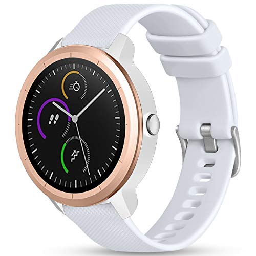 Vobafe 20mm Correa para Garmin Forerunner 55/245/645 Music/Venu/2 Plus/sq/Vivoactive 3, Correa de Silicona Suave de Repuesto para Garmin Vivomove HR/Fenix 7S/Instinct 2S, Blanco