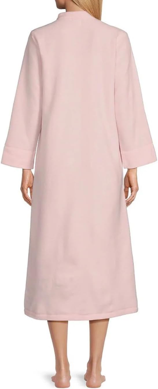 Miss Elaine Women's Micro Fleece Zip Front Long Robe - Image 2