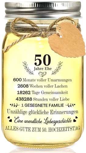 Hiipeefeel Goldene Hochzeit Geschenk Geldgeschenke, LED Flaschenlicht, 50. Hochzeitstag f&uuml;r Eltern Paare Ehemann Ehefrau Frauen M&auml;nner, 50 Jahrestag Hochzeitstag Goldenen Geschenk