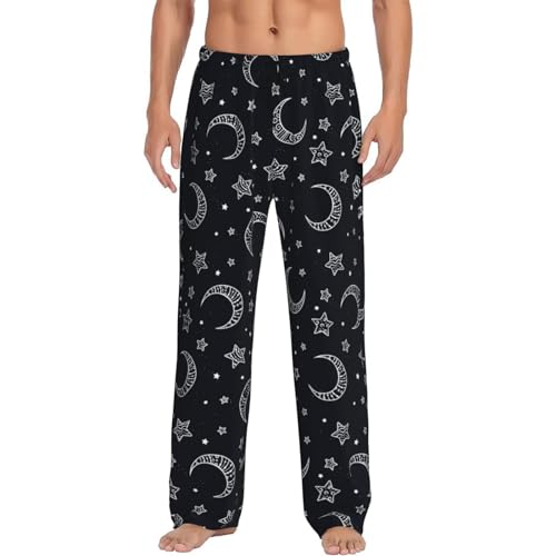 Stars and Moons Mens Pajama Pants Comfy Lounge Pjs Pants Casual Pajama Bottoms