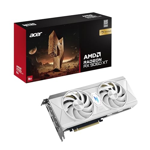 acer Nitro Radeon RX 9060 XT OC - AMD Grafikkarte (8 GDDR6, 128 Bit, PCIe 5.0 x16, 1x HDMI 2.1a 2X DP 2.1b) 2X Nitro FrostBlade, 1x8 pin, Slot Space: 2
