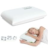 NOFFA Oreiller Memoire Forme Gel, Oreiller Ergonomique Cervical, Coussin Respirant, Housse Lavable, Douceur Respirante