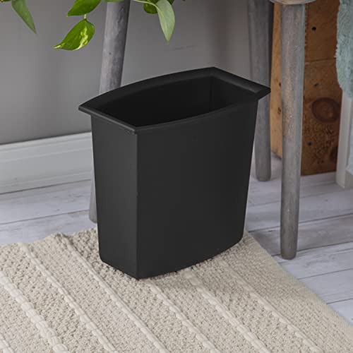 Sterilite 10220012 2 Gallon/7.6 Liter Rectangular Vanity Wastebasket, Black/White, 12-Pack #TOP5