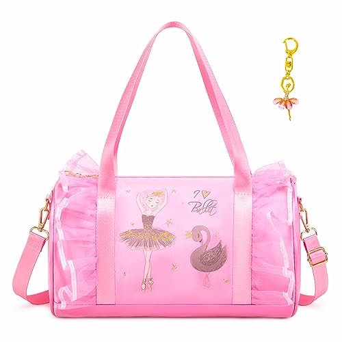 Image of Dorlubel Cute Toddler Ballet Dance Bag for little Girl Tutu Dress Bag with Key Chain