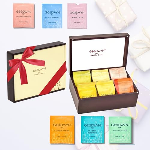 Image of Goodwyn Tea Alluring Chest (60 Tea Bags) | Assorted | Royal Exotic Wooden Tea Box | Best Premium Tea Hamper Gift Box Set Souvenir for Foreigners, Office, Corporates | Wedding | Welcome | Anniversary | Birthday | Festivals | Occassion