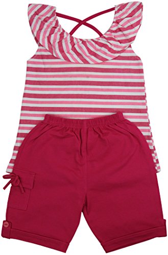 Image of ToBeInStyle Girl's Two Piece Summer Set Cute Tee Top and Matching Shorts Adorable Outfit