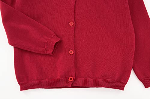 Girl's Sweater Cotton Crew Knit Neck Long Sleeve Uniform，Cotton Cardigan Sweaters.4