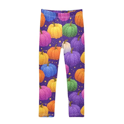 Colorful Pumpkin Stars Girls Leggings Soft Stretch Workout Yoga Dance Pants for Kids Casual Tights