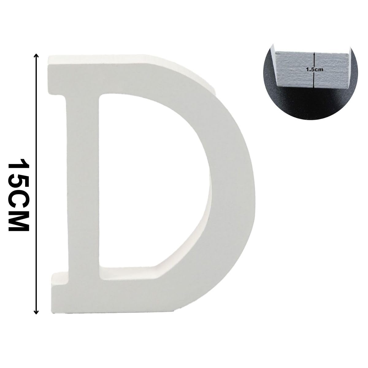 6 Inch White Decorative Wooden Letters and Numbers (D) - Image 2