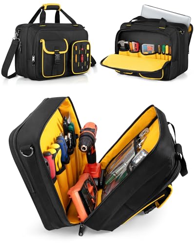 Marscamd Electrician Tool Bag with Laptop Sleeve, Tool Tote with