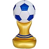 60 Inch Giant Standing Soccer Trophy Aluminum Film Balloon-Suitable for Graduation Ceremonies,Baby Shower,Sports Events and School Activities.Soccer Themed Birthday Large Party Decorations Supplies