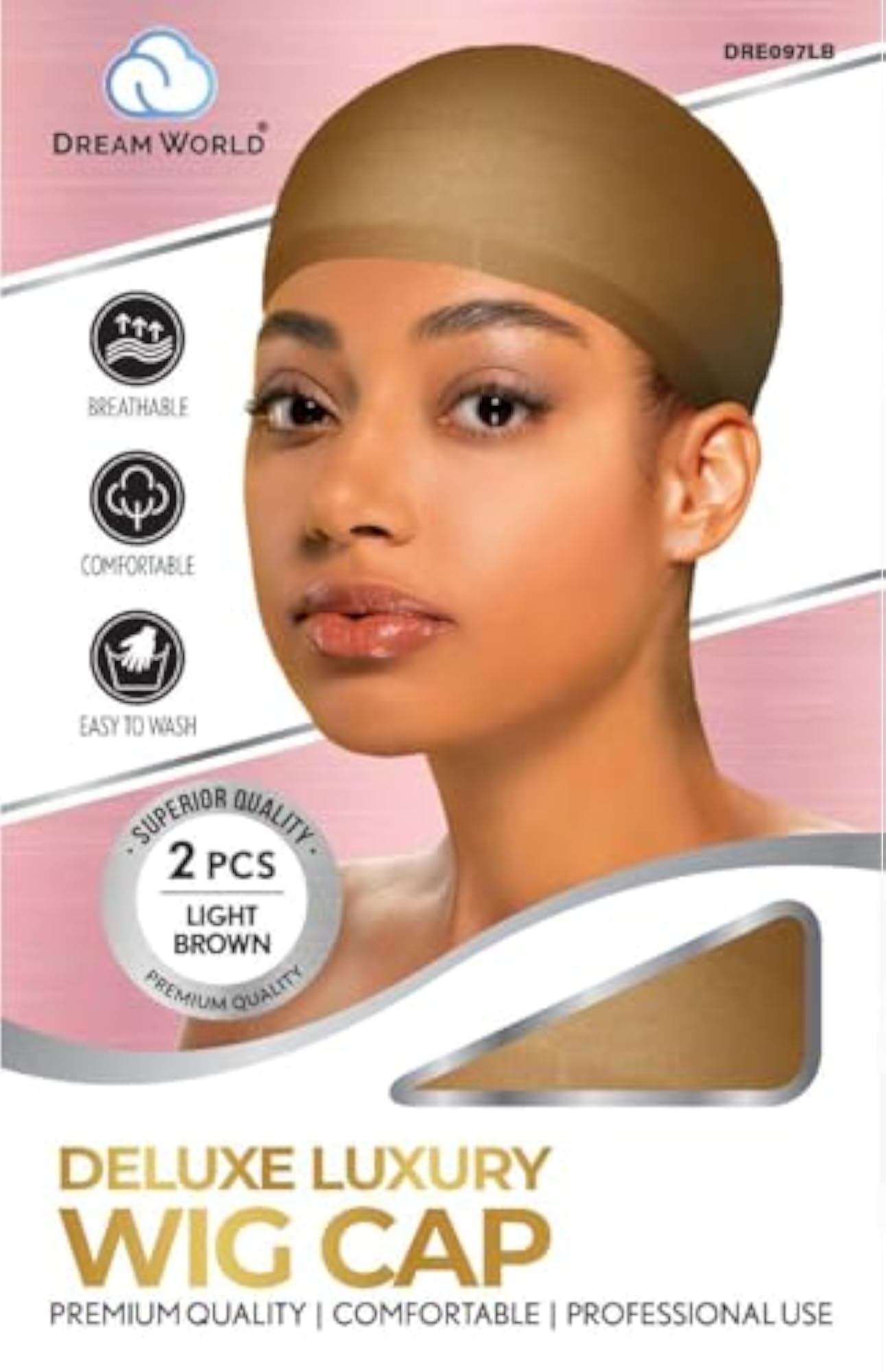 Deluxe Wig Cap, 2 Piece Package, Brown