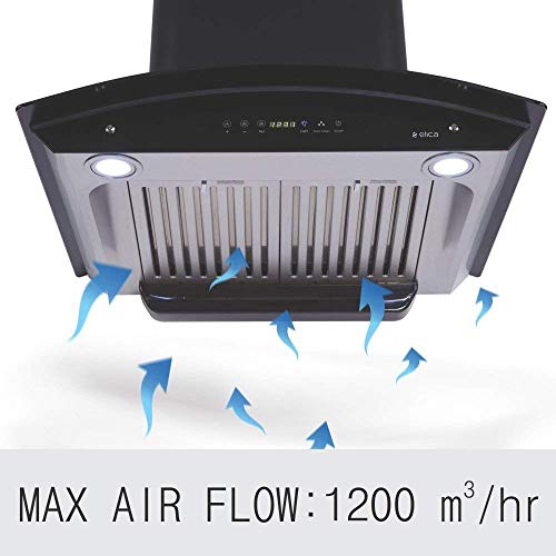 Image of Elica 60 cm 1200 m3 /hr Auto Clean Chimney (WD HAC TOUCH BF 60 MS, 2 Baffle Filters, Touch + Motion Sensor Control, Black)