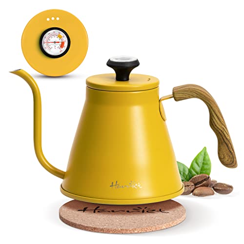 Gooseneck Kettle, Harriet 37Oz Pour Over Kettle Stove Top, Stainless Steel Coffee Kettle With Thermometer, Tea Kettle With 3-Layer Base, Anti-Hot Handle, For Drip Coffee & Tea #TOP2