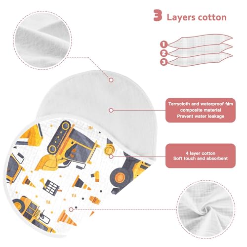 FRMG Cartoon Yellow Excavator Car Burp Cloths for Baby Girls and Boys Soft Burping Rags Muslin Burp Cloths Cotton Burp Cloths Shower Gift for Newborn 2 Pack A09003823