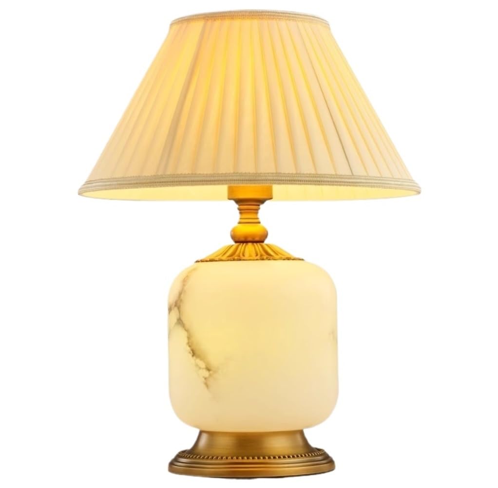Lampe de table Lampes de table Lampe de table Lampe de chevet Lampe de table en métal Corps de lampe en marbre Lampe de chevet Abat-jour en tissu Lampe de chevet pour chambre à coucher Lampe de che