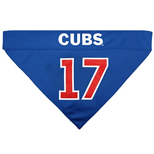 Image of MLBPA Reversible Dog Bandana - Kris Bryant #17 Pet Bandana - MLB Chicago Cubs Home & Away Bandanna, Large /X-Large
