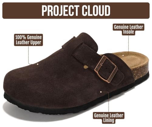 Image of 100% Genuine Leather Slip-on Footbed Clogs for Women - Fall Shoes for Women