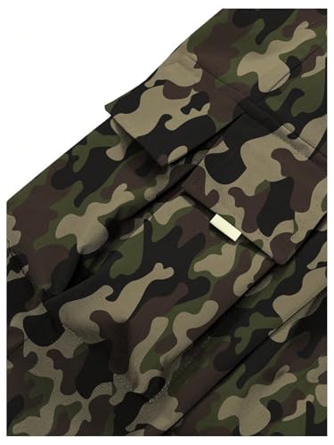 GORGLITTER Men's Camo Cargo Pants Flap Pocket Drawstring Waist Straight Leg Trousers3