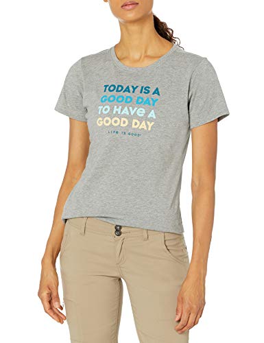 Life is Good Womens Crusher Positive Graphic T-Shirt, Good Day Heather Gray, Small