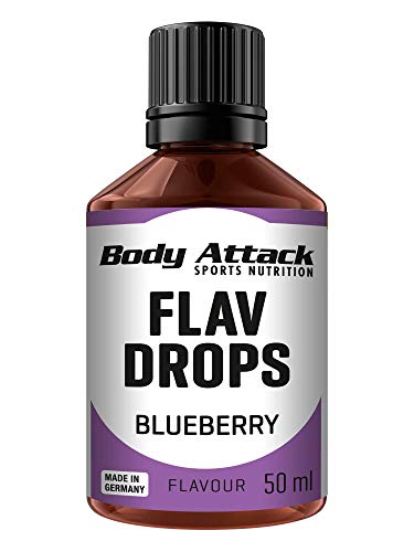 Body Attack Flav Drops®, 2 x 50 ml, Blueberry, Aromatropfen für Lebensmittel, zuckerfreie Flavour Drops ohne Kalorien, vegan & Qualität Made in Germany