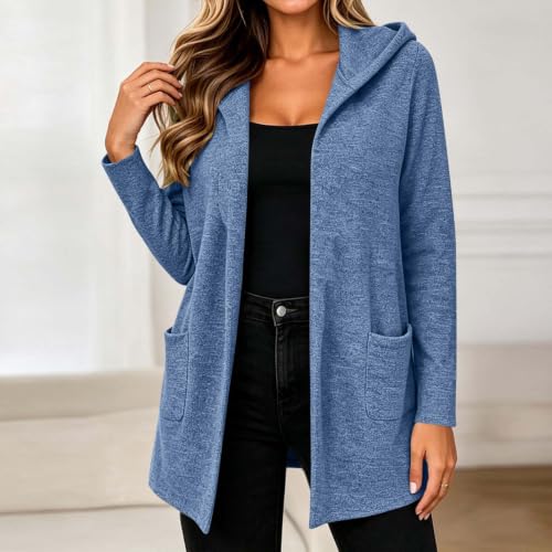 Women's Open Front Cardigan Long Sleeve Jackets Light Weight Cardigans Blue - image 5