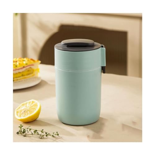 SUREK Vaso aislado de acero inoxidable reutilizable portátil para desayuno con cuchara plegable, taza de leche para el hogar, taza de leche, taza de café de oficina, resistente