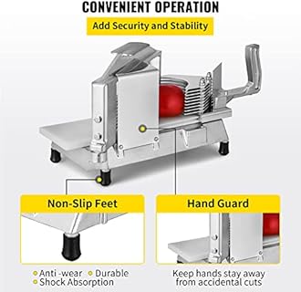 VEVOR Commercial Tomato Slicer 1/4" Heavy Duty Cutter with Built-in Cutting Board for Restaurant or Home Use