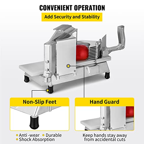VEVOR Commercial Tomato Slicer 1/4" Heavy Duty Cutter with Built-in Cutting Board for Restaurant or Home Use