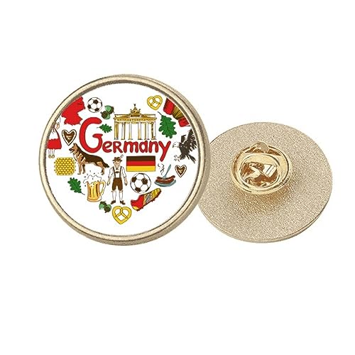 Broche Allemagne ronde en métal doré taille M pour vêtements et accessoires
