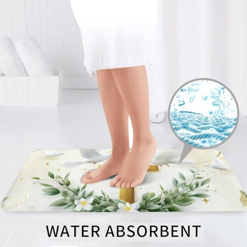 Alfombrilla de baño con estampado de palomas juego de 3 alfombras antideslizantes 7