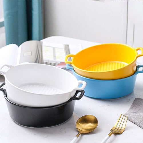 Molde redondo para lasaña, pequeño plato de cerámica para hornear, apto para horno de porcelana, perfecto para porciones individuales