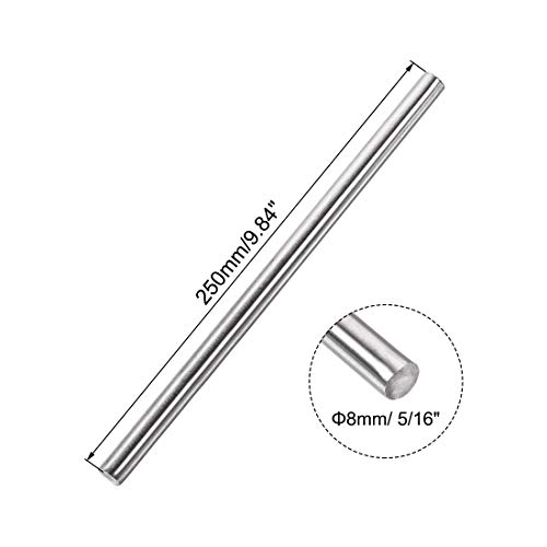 Image of uxcell 8mm x 250mm 304 Stainless Steel Solid Round Rod for DIY Craft - 2pcs
