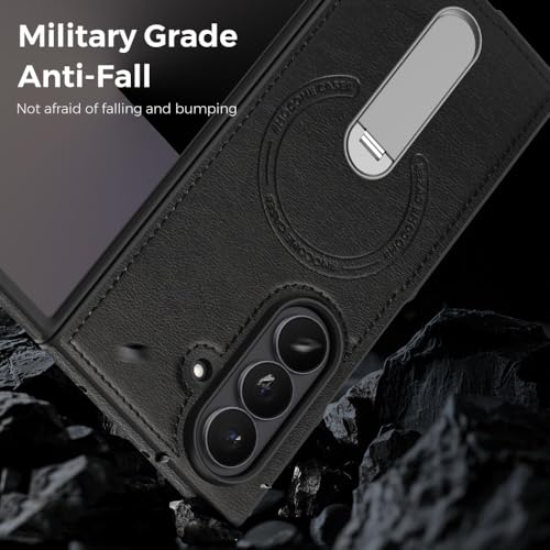 Coque rigide Galaxy Z Fold 3 violet foncé fine avec bague magnétique rotative