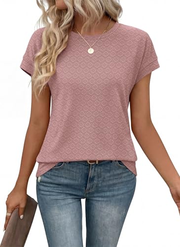 Image of Alaroo Womens Summer Tops Short Sleeve Shirts Crew Neck Tshirt Cute Trendy Tunic Blouses (S-3XL)
