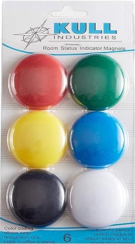 Kull Industries Multicolor Button Magnets Room Status Indicator Magnets for Hospitals, Exam Rooms, Schools, Durable, High Visibility, Easy Use, Reliable Room Status Solution, 6pcs Pack