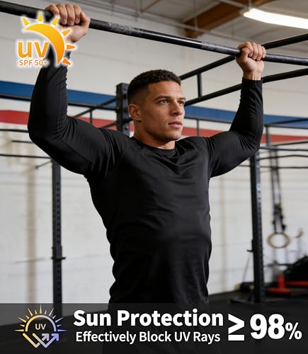 Image of ZITY 5 Pack Long Sleeve Shirts for Men UPF 50+ Sun Protection Fast Dry Lightweight Fishing Swim Rash Guard Workout Shirt